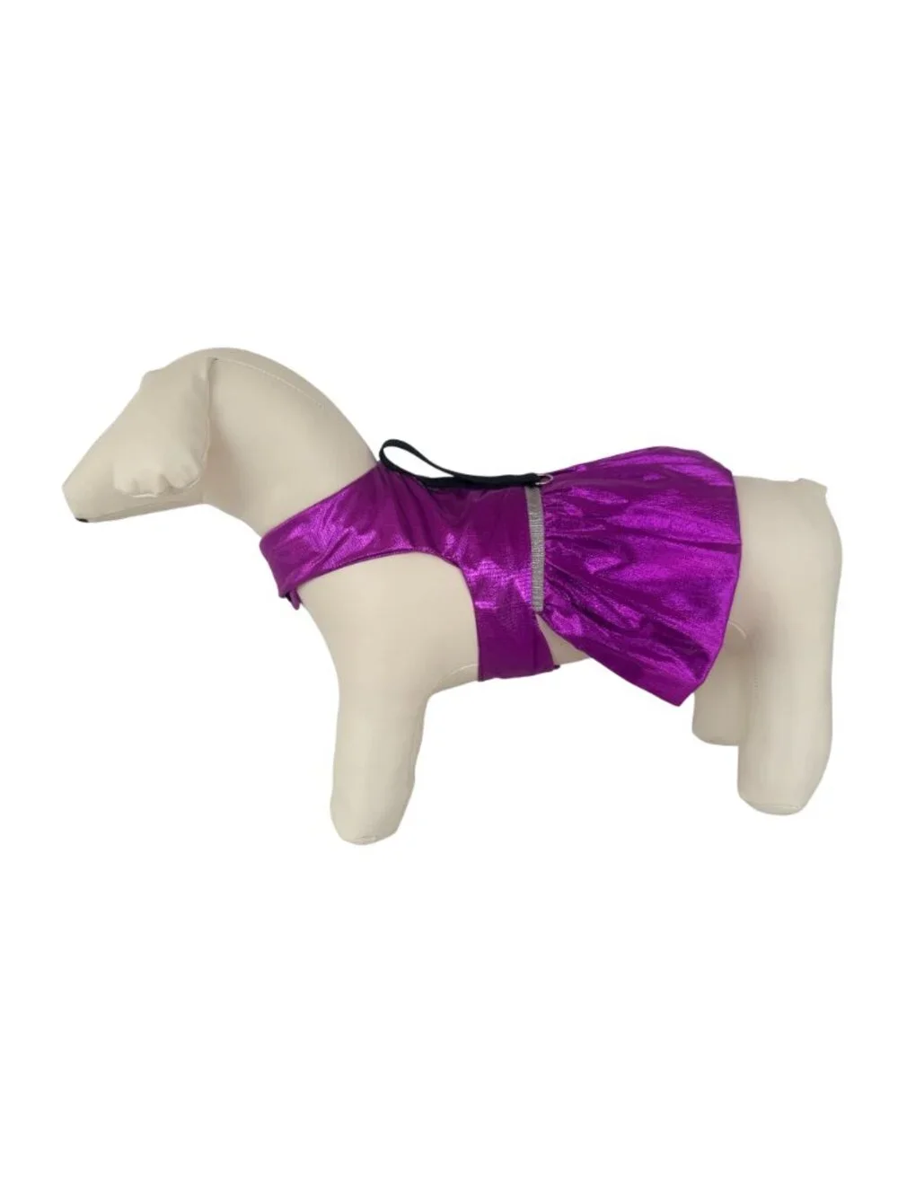 Handmade Small Dog Adjustable Dress Outfit w Harness Metallic Fuschia Purple